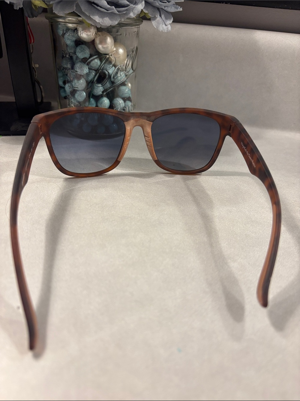 Tortoiseshell Square Sunglasses - Brown Frames with Gray Lenses - Picture 3 of 4